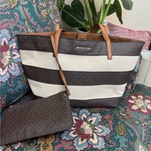 Michael Kors Brown and Cream Tote Bag